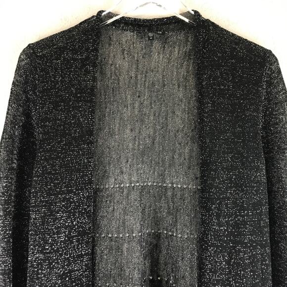 Eileen Fisher Linen Blend Metallic Open Front Sheer Cardigan Lagenlook Size M - Picture 4 of 10